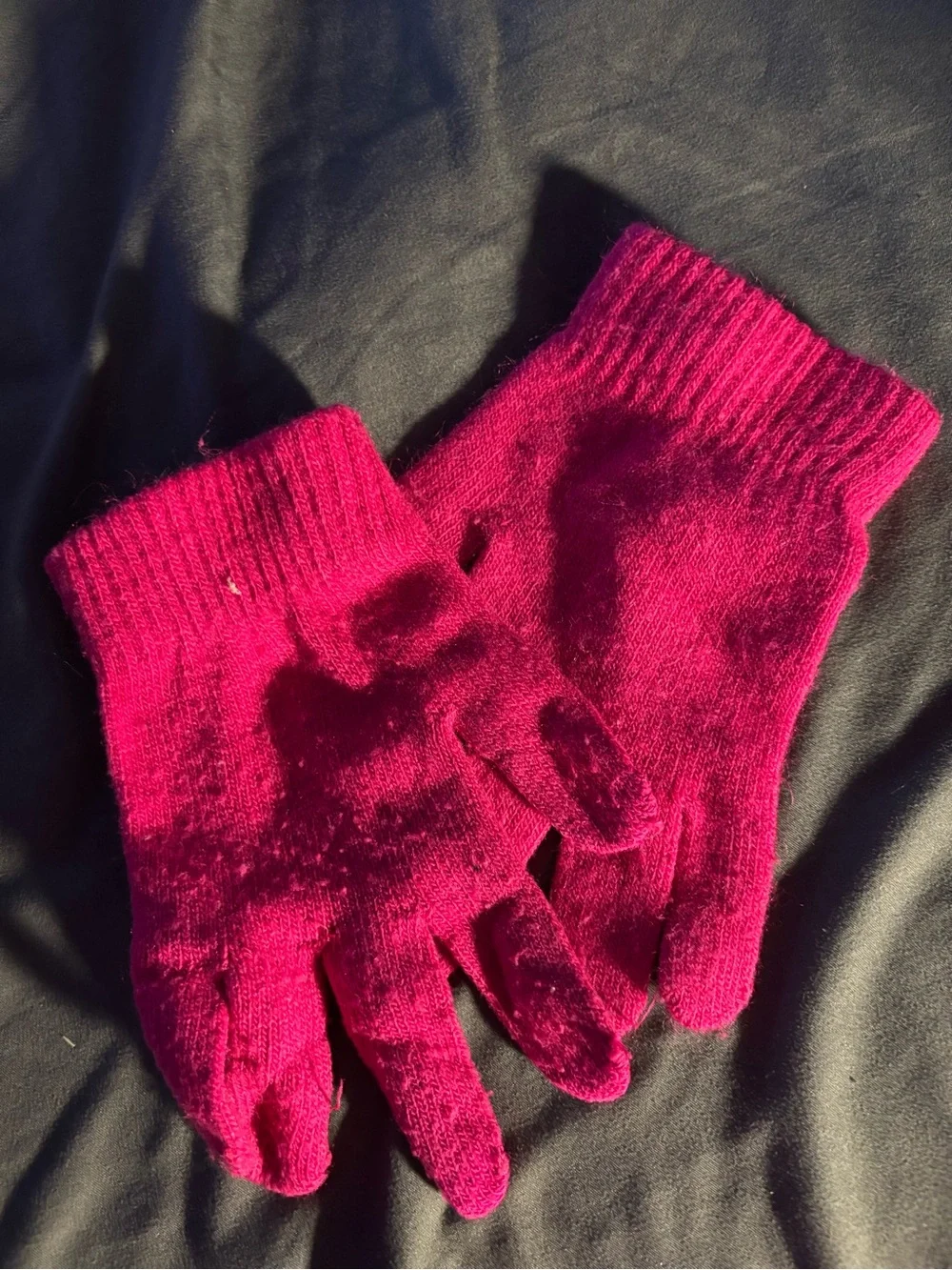 Pink Knit Winter Gloves One Size Unisex